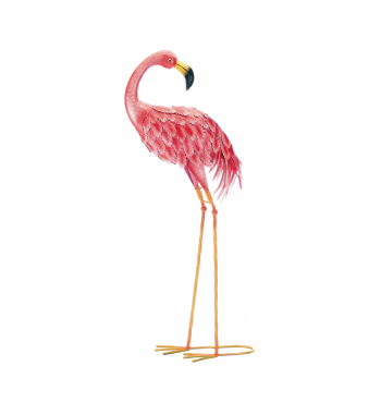 BRIGHT STANDING FLAMINGO LOOKING BACK