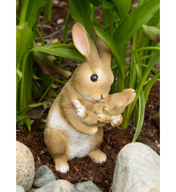 MOM AND BABY RABBIT FIGURINE