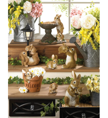 MOM AND BABY RABBIT FIGURINE