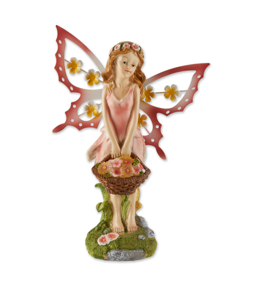 SOLAR PINK FAIRY GARDEN FIGURINE