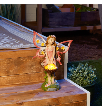 SOLAR PINK FAIRY GARDEN FIGURINE