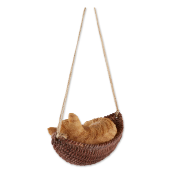 NAPPING CAT ON HAMMOCK FIGURINE