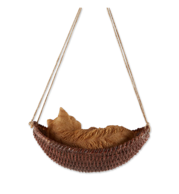 NAPPING CAT ON HAMMOCK FIGURINE