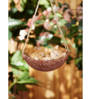 NAPPING CAT ON HAMMOCK FIGURINE