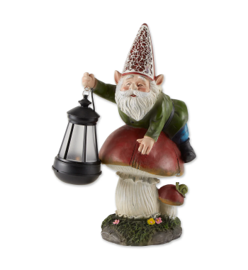 GNOME ON MUSHROOM SOLAR STATUE