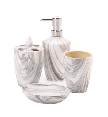 MARBLE PRINTED BATH ACCESSORY SET