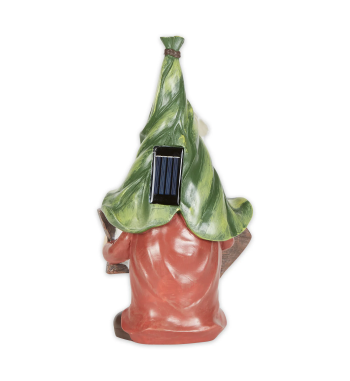GNOME WITH GLOWING WELCOME SIGN SOLAR STATUE