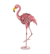 FLAMINGO LEANING SOLAR METAL STATUE