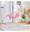 FLAMINGO LEANING SOLAR METAL STATUE