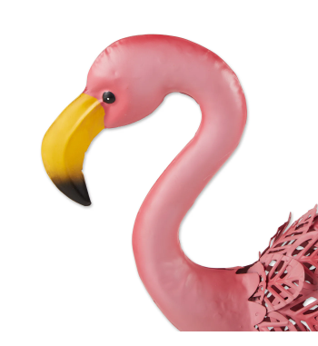FLAMINGO LEANING SOLAR METAL STATUE