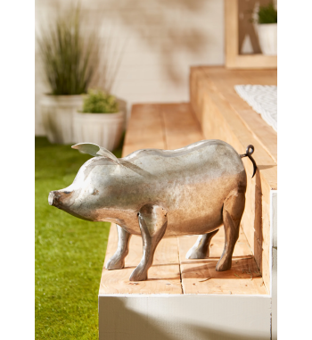 GALVANIZED PIG SCULPTURE