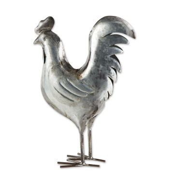 GALVANIZED ROOSTER SCULPTURE