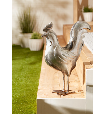 GALVANIZED ROOSTER SCULPTURE
