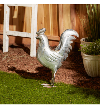 GALVANIZED ROOSTER SCULPTURE