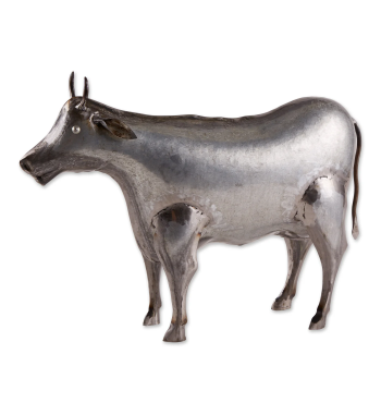 GALVANIZED COW SCULPTURE