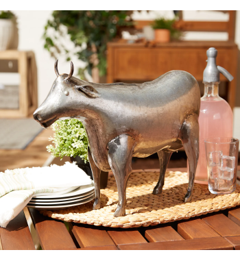 GALVANIZED COW SCULPTURE