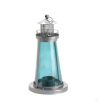 BLUE GLASS WATCH TOWER CANDLE LAMP