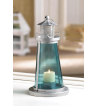 BLUE GLASS WATCH TOWER CANDLE LAMP