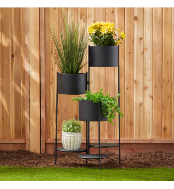 3-TIER BARREL BUCKET PLANT STAND